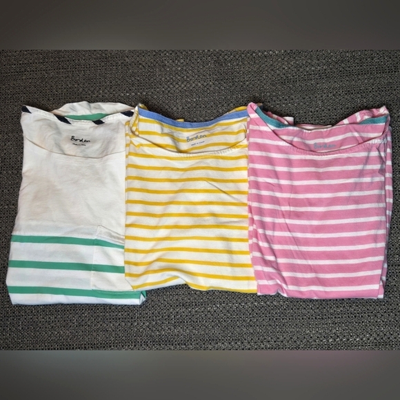 Bundle Of 3 Boden 100% Cotton Striped Short Sleeve Elevated Basic Shirts, Size 6 - Picture 1 of 4